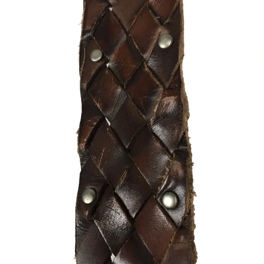 AMERICAN EAGLE Braided Leather Belt Stud Details Western Equestrian Rodeo S/M